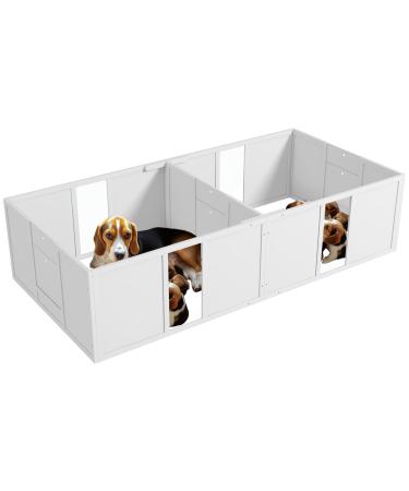 PawHut Whelping Box for Dogs and Puppies Dog Whelping Pen Dog Birth Supplies Indoor with Removable Adjustable Height Doors for Medium Sized Dogs 77" x 38" x 19" 196L x 96W x 48H cm