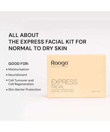 Raaga Professional Express Single Use Facial Kit | For Dry Dull Skin | 6-Step Skincare Set At Home | Cleanser Scrub Toner Massage Gel Face Mask & Sunscreen | 35g/1.23 Oz - Buy Online on GoSupps.com