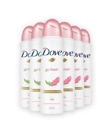 Dove Deodorant Go Fresh Pomegranate & lemon Verbena Scent Antiperspirant 150ml Can (6 Cans)