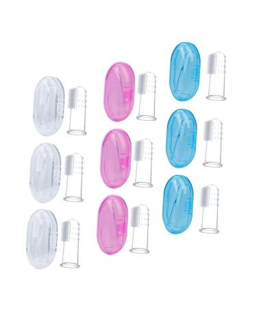 FRCOLOR 9Pcs Finger Oral Massager Toddler Teeth Oral Cleaning Brush Teething Brush For
