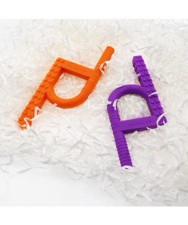 Buy Sensory Silicone Chewing Tools for ADHD Teething & Autism | Stop Nail Biting & Enhance Speech Therapy - Orange-Violet - Buy Online on GoSupps.com