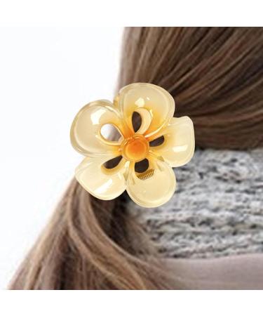 Floral Hair Clips Acrylic Strong Hold Hair Clip Hair Styling Accessories Non-Slip Hair Clips Womens Hair Barrettes for Woman and Girls Yellow - Buy Online on GoSupps.com