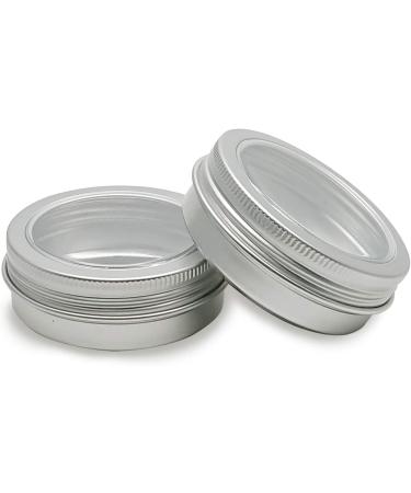 2 Ounce Aluminum Tin Jar 60ml - 20 Pcs Refillable Clear Top Screw Lid Round Container for Cosmetic Lip Balm Cream - Buy Online on GoSupps.com