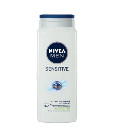 NIVEA MEN NIVEA MEN Sensitive 3-in-1 Shower Gel (1 x 500 ml) men's shower gel for sensitive skin gentle cleanser for body hair and face shower soap with bamboo extract