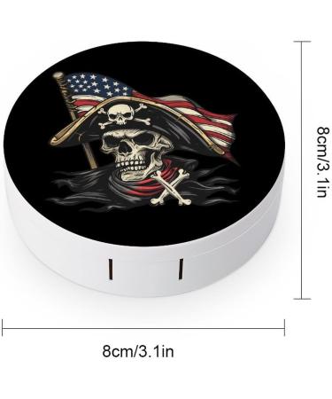 Funny American Pirate Flag Contact Lens Case - Cute Portable Eye Lens Box & Mirror Travel Kit - Buy Online on GoSupps.com