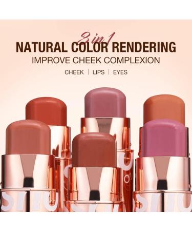  Beliky Girl 6-Color Lipstick Blush Balm 3-in-1 Eye Lip & Lip Gloss Waterproof Lightweight Blush Balm Cream for Women (#03) - Buy Online on GoSupps.com