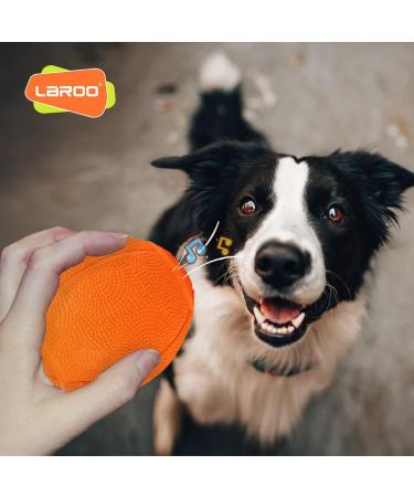 Laroo Dog Toys: Durable Natural Rubber Squeaker Dog Ball Football for Small & Large Dogs - 6.5*8cm Orange - Buy Online on GoSupps.com