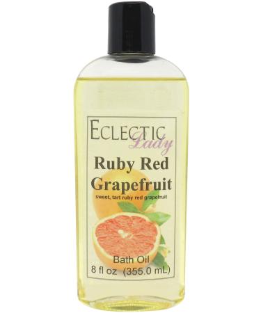 Ruby Red Grapefruit Bath Oil by Eclectic Lady - Scented Bath Oil - Relaxing & Moisturizing Bathing Oil - Fragrance Body Oil For Dry & Rough Sensitive Skin - Body Daily Nourishing Shower Oil (8 oz) 8 Ounce