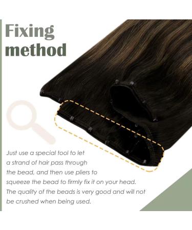 LAAVOO EZ WEFT Real Hair Extensions - Brown Balayage Ombre 50cm Remy Human Hair Smooth Microbeads #2/8/2 - Buy Online on GoSupps.com