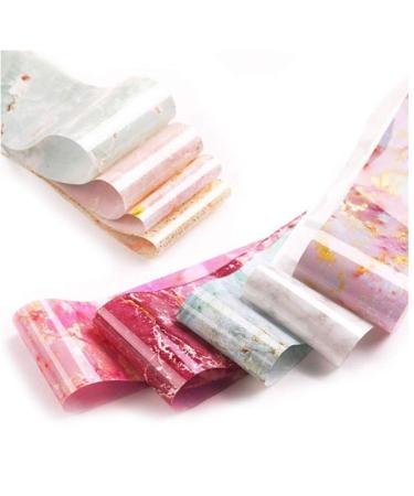 Deco Foil Transfer Sheets 10 Sheets Nail Art Stickers Tips Foil Nail Wraps Nail Transfer Foil Marble Nail Foil Transfer Sticker for Women Girls Manicure Charms Decorations Assorted Color