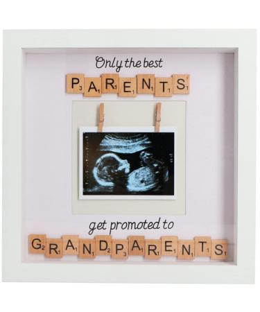 Sonogram Picture Frame | For New Grandma and Grandpa |Scrabble Style Letters | Keepsake Baby Ultrasound Frame | Nursery Dcor | Best Baby Announcement | Only The Best Parents Get Promoted To Grandparents (10 x 10 Inches)