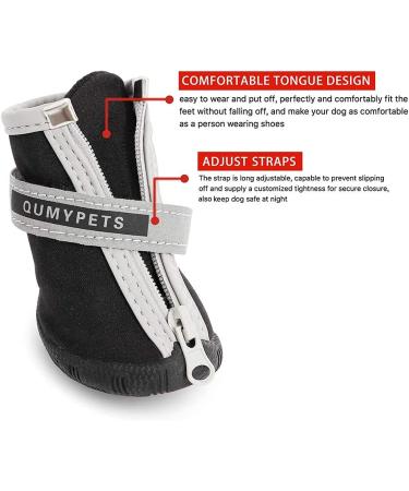 QUMY Small Dog Shoes Reflective Anti-Slip Boots | Winter Snow Booties 4PC Black Size 2 | Hot Pavement Protection - Buy Online on GoSupps.com