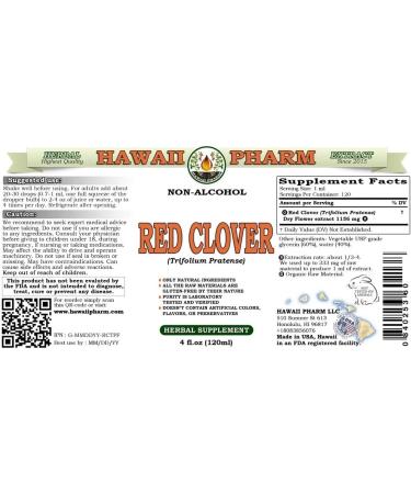 HawaiiPharm Red Clover Extract - Alcohol-Free Trifolium Pratense Flower Glycerite - 2 fl.oz USA Made - Buy Online on GoSupps.com