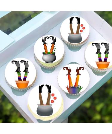 24 x Pre-Cut Halloween Mix 1 Edible Stand up Wafer/Rice Paper Cupcake Toppers Cake Decorations Birthday Party Witch Legs - Buy Online on GoSupps.com