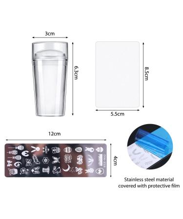6-Piece Nail Art Plates Set - Stamping Stencils with Transparent Stamper & Scratch Tool | Plant & Animal Motifs for DIY Manicure - Buy Online on GoSupps.com