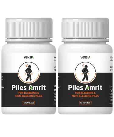 VENSIA Piles Amrit Capsules (60 pcs) - Fast-Acting Relief for Hemorrhoids and Fissures Pack of 2