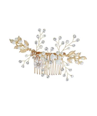 DOITOOL 1pc Bridal Comb Wedding Hair Comb Women Hair Comb Hair Comb for Hair Accessories Rhinestone Headpiece Pearl Hair Barrettes Comb for Bridal Flowers Alloy Hairpin Bride