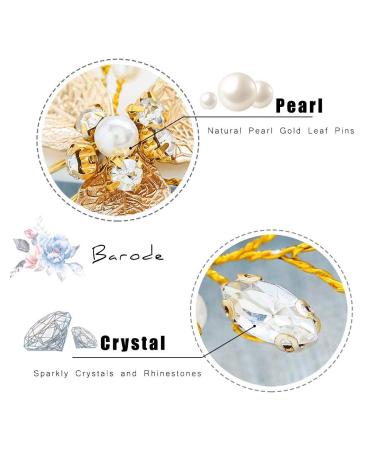 Flayem Bridal Wedding Hairpins - Gold Pearl Flower Headpiece | Bridal Accessories for Bridesmaids & Girls (Set of 3) - Buy Online on GoSupps.com