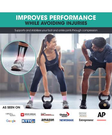 Modvel Ankle Support Socks - Compression Sleeve for Sprained Ankles Tendonitis & Arthritis - Unisex Sports Running Brace in Pink - Medium Size - Buy Online on GoSupps.com