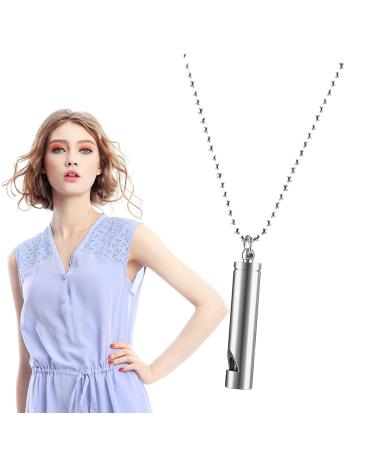 Stress Relief Necklace - Stainless Steel Breathing Necklace to Quit Vaping Calm Breath Necklace Spiritual Stress Necklace for Meditation Sleep Aid Calm Down Pochy 1 Silver