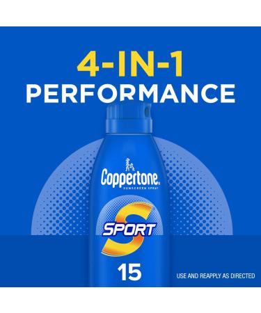 Coppertone Sunscreen SPF 15 Water Resistant | Sport Formula | Spray Form | 5.5 Oz | Pack of 2 5.5 Ounce (Pack of 2) - Buy Online on GoSupps.com