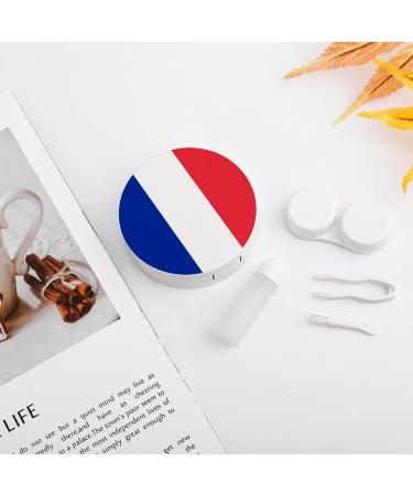 Flag of France Round Case For Contact Lens Kit Storage Box with Mirror Printed - Buy Online on GoSupps.com