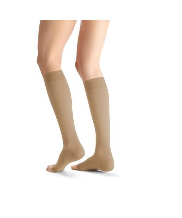 JOBST Opaque Knee High Compression Stockings 20-30 mmHg - Open Toe Medium - Natural | International Shipping Available - Buy Online on GoSupps.com
