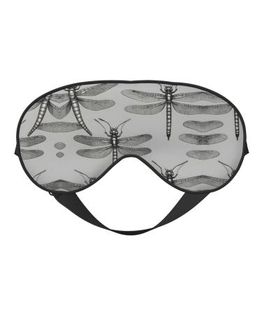 Dragonflies Grey Print Unisex Sleep Mask Double-Sided Eye Mask Ideal for Sound Sleep and Skin Care Black