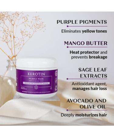 Kerotin Purple Hair Mask - Nourishing Mask for Blondes & Silver Hair - Removes Brassy Tones - Paraben & Sulfate Free - Buy Online on GoSupps.com