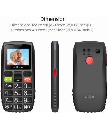 Artfone C1 Mobile Phone for Elderly - Big Buttons High Volume & SOS Function | International Shipping - Buy Online on GoSupps.com