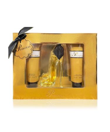 META-BOSEM Women's Fragrance Set - Sweet Floral Note - Fresh Scent - Great Holiday Gift - for All Day Use - a High-Heel Classic Bottle (90ml Shower Gel+50ml EDT+90ml Body Lotion) (Prinss Gold) - Buy Online on GoSupps.com