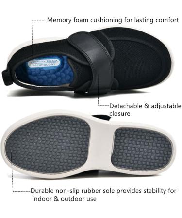 GSFY Men's Diabetic Walking Shoes Wide Width - Adjustable Strap Edema Sneakers for Swollen Feet, Hammertoes, Plantar Fasciitis, Arthritis - Black 8.5 Wide - Buy Online on GoSupps.com