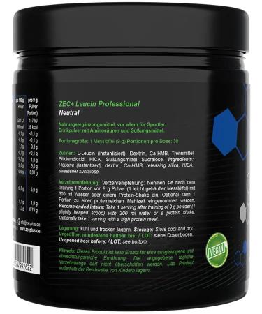 Zec+ Nutrition LEUCIN Professional 270g | Tasteless Flavor | Premium Leucine Supplement for Muscle Growth & Recovery - Buy Online on GoSupps.com