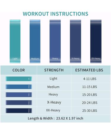 Resistance Bands 5 Pcs Natural Latex Exercise Bands Workout Bands with 5 Resistance Levels for Workouts Pilates Physiotherapy Stretching Yoga Home Gym - Carry Bag Included Blue - Buy Online on GoSupps.com