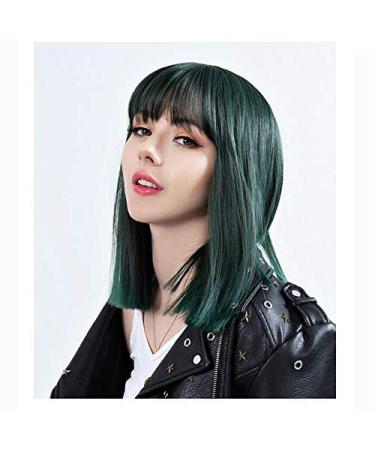 Shop BGHJUE Short Bob Human Hair Wig - Heat Resistant 40cm Straight Wig in Green & Pinkish Purple | International Shipping Available - Buy Online on GoSupps.com