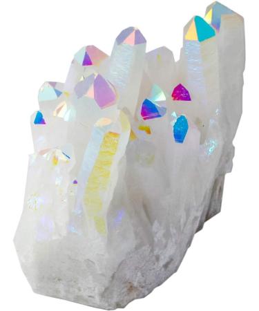 Kyeygwo Natural Mountain Crystal Titanium Coated Quartz Cluster - Irregular Healing Reiki Stone Decoration | Angel Aura Gem Specimen 65x35mm to 90x50mm - Buy Online on GoSupps.com