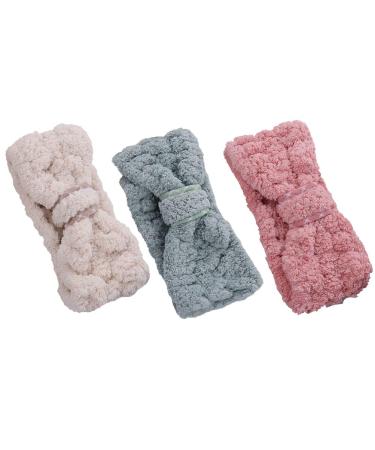 Frcolor 3 pieces corals fleece make-up headband soft spa hair band Bowknot elastic cosmetic hair band for shower washing face