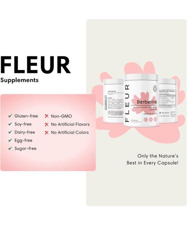 FLEUR Berberine HCL with Organic Cinnamon Bitter Melon & Green Tea Extract Supports Heart Digestive and Immune System Vitality Support for Men and Women Non-GMO & Vegan 120 Capsules - Buy Online on GoSupps.com