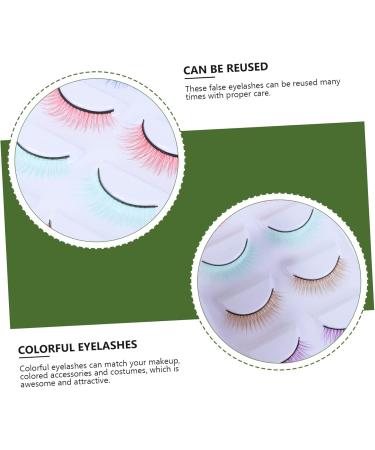 Housoutil 5 Pairs Colored False Eyelashes Lash Cosmetics Fake Lashes Natural False Lashes Full Strips Eyelash Synthetic Fiber Eyelash Party Diy Fake Lashes 3d Eyelashes Artificial Lashes 5d - Buy Online on GoSupps.com