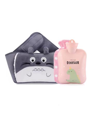 Hot Water Bottle with Waist Cover,Cartoon Warm Water Bag Gray
