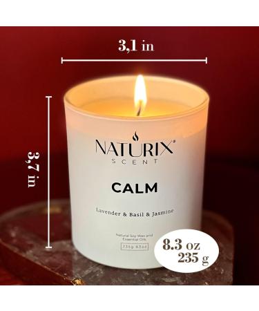 Naturix Lavender Basil & Jasmine Scented Soy Candle 8.3oz - Long Lasting Aromatherapy Blend - Non Toxic & Calming Essential Oil - Gift Ready - Buy Online on GoSupps.com