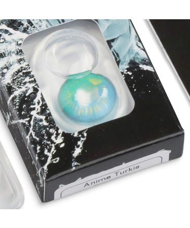 Colored Light Blue Anime Contact Lenses - Turquoise Circle Lenses for Cosplay | High Coverage No Prescription Free Lens Case - Buy Online on GoSupps.com
