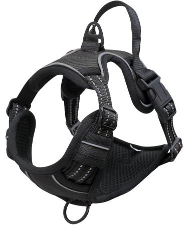 No Pull Dog Harness | Adjustable Breathable Reflective Soft Padded | Black Medium Size - Buy Online on GoSupps.com