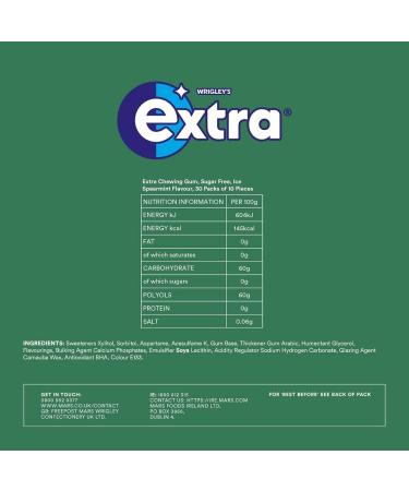 EXTRA ICE Spearmint Sugar Free Chewing Gum 10 Pellets (Pack of 30) - Buy Online on GoSupps.com