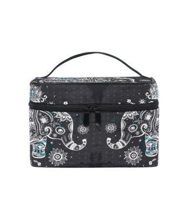 Elephant India Art Cosmetic Bag Organizer Zipper Make up Bags Toiletry Bag Wash Bag for Ladies Girls Women