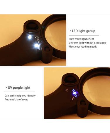 Magnifying Glass 90mm Large-Area Handheld with 5 LED Lights 2.5X 4.5X 25X 55X Magnification Perfect Low Vision Aids Ultra-Light Portable Scanning and Reading Tools for The Elderly - Buy Online on GoSupps.com