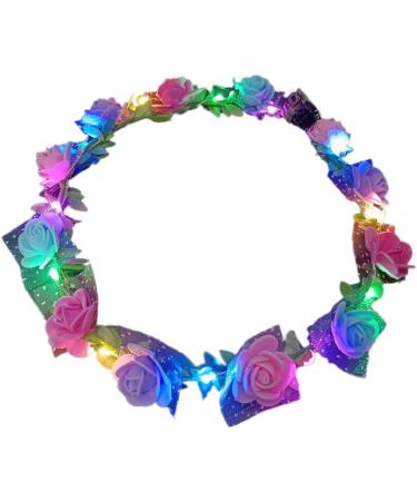 Bottone Led Light Up Flower Crown for Woman Wedding Party Handmade Thin Hair Hoop with Adjustable Ribbon Hair Accessories White warm white lig - Buy Online on GoSupps.com