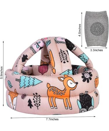 Baby Head Protector & Knee Pads Set | Infant Safety Helmet & Walking Pad Combo (Pink Forest) | Suitable for Age 6-36 Months - Buy Online on GoSupps.com