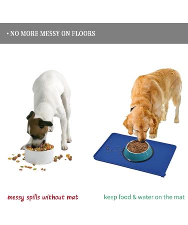 Reopet Silicone Feed Mats for Pets - Waterproof Dog & Cat Mats with Elevated Edges | 60 x 40 cm (1-Pack) Marine Blue - International Shipping Available - Buy Online on GoSupps.com