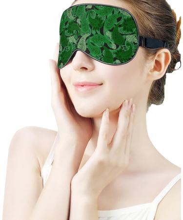 Buy Green Paisley Sleep Mask for Women - Adjustable Eye Shades with Elastic Strap for Ultimate Comfort - Buy Online on GoSupps.com